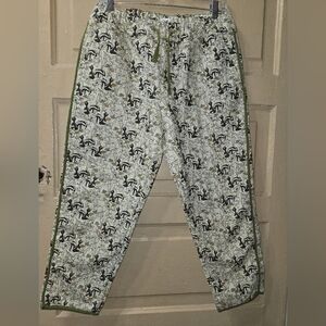 Disney Quilted Drawstring Bambi Print Green Pants EUC Size: Medium